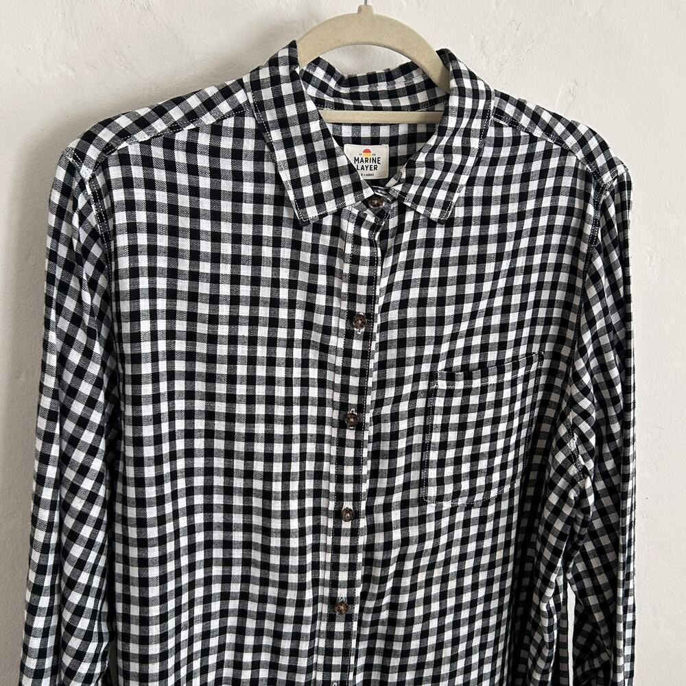 Marine Layer Black White Gingham Button Down Shir… - image 2